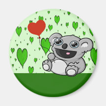 Cute Koala with Red Heart Balloon Fridge Magnet