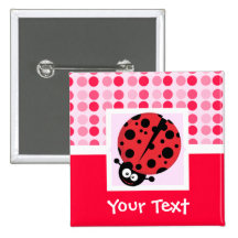 Cute Ladybug Pinback Buttons