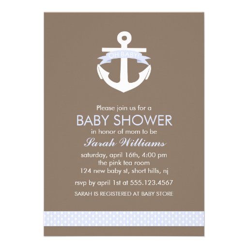 Cute Lavender Anchor Nautical Theme Baby Shower Personalized ...