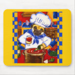 Cute Le Cafe Pug Chef mousepads