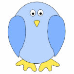 Cute Light Blue Bird Cartoon. Photo Cutouts