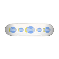 Cute Light Blue Bird Cartoon. Custom Skateboard
