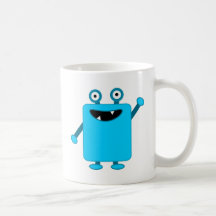Cute Light Blue Cartoon Monster Coffee Mugs