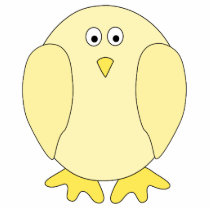 Cute Light Yellow Bird. Cartoon Chick. Photo Cut Out