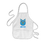 Cute Lightblue Owl - "More Food!" aprons