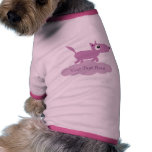Cute lilac cartoon dog pink ringer dog tee shirt pet clothing