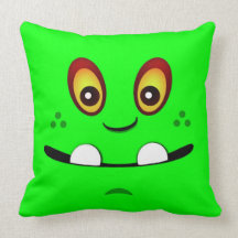 Cute Lime Green Monster Face w/ an Underbite Pillows