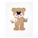 cute little artist bear with paint palette personalized invites