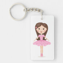 Cute little ballerina cartoon girl in pink tutu acrylic key chains