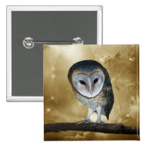Cute little Barn Owl Button