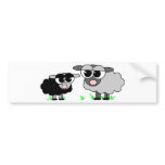 Cute Little Black Sheep and BigGray Sheep bumper stickers