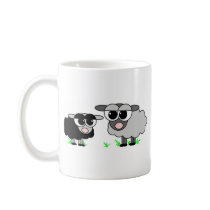 Cute Little Black Sheep and BigGray Sheep Coffee Mugs