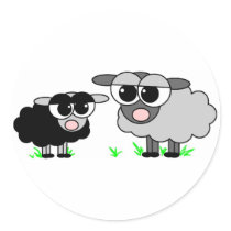 Cute Little Black Sheep & Big Grey Sheep Stickers