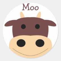 Cute little brown cow sticker