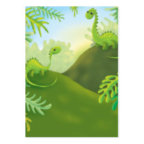 cute little dinosaur land scene business cards