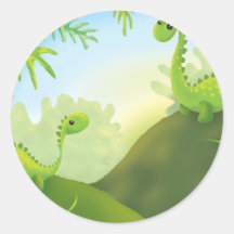 cute little dinosaur land scene stickers