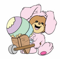 cute little easter bunny bear with giant easter eg photo cut out