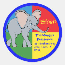 Cute Little Elephant Round Stickers