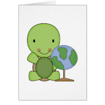cute little geography turtle greeting cards