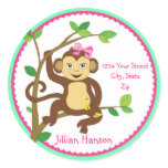 Cute Little Girl Monkey Address Label stickers