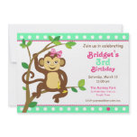 Cute Little Girl Monkey Invitation