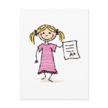 Cute little girl with A plus grade postcards