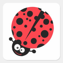 cute little goofy ladybug with lots of spots square sticker