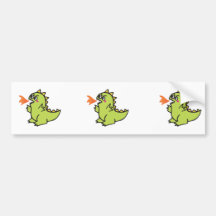 cute little green fire dragon monster bumper sticker