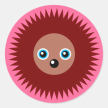 Cute little hedgehog round sticker