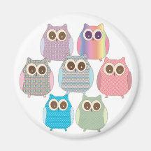 Cute Little Hoot Owls Assorted Colours Fridge Magnet