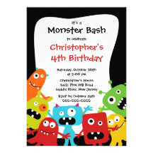 CUTE Little Monster Bash Birthday Party Custom Invite