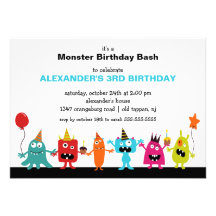 CUTE Little Monster Bash Birthday Party Custom Invite