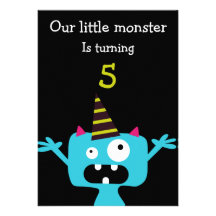 Cute Little Monster Kids Birthday Party Invite