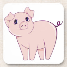Cute Little Piggy Art Drink Coasters