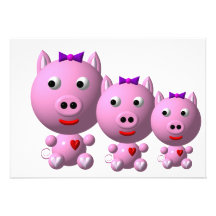 Cute little piggy with hearts and bow! announcement
