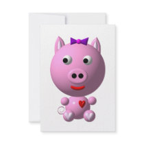 Cute little pink piggy with hearts and bow!
