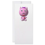 Cute little pink piggy with hearts and bow! rack cards