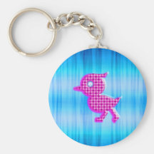 Cute Little polka dot blue and pink birdy Key Chains
