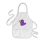 cute little purple fire dragon monster aprons