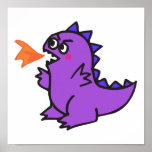 cute little purple fire dragon monster print
