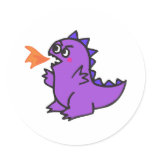 cute little purple fire dragon monster stickers