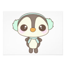 cute little snow day penguin cartoon personalized invitations