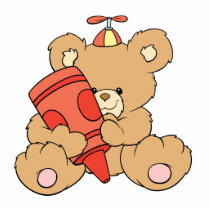 cute little teddy bear with red crayon photo cutout
