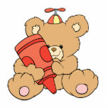 cute little teddy bear with red crayon photo sculptures