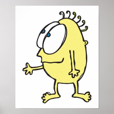 cute little yellow monster print by doonidesigns