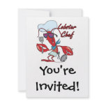 cute lobster chef cartoon invitations