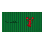 Cute lobster green stripes photo cards