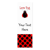 Cute Love Bug Ladybug Bookmark Business Card Template