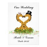 Cute Love Kiss Giraffes Heart  Wedding Invitation