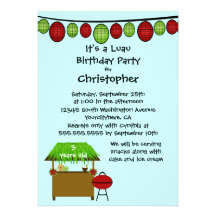 Cute luau boys birthday party invitation
